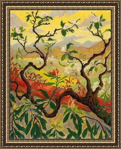 Western Landscape Framed Paintings - Japanese Style Landscape by Paul Ranson