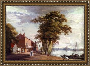Tavern Framed Paintings - The Spread Eagle Tavern, Millbank by Paul Sandby