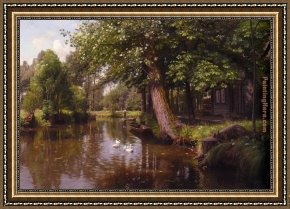 The Wolf River, Kansas Framed Paintings - On the River by Peder Mork Monsted
