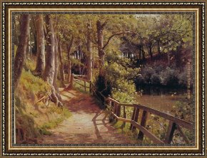 Abbey in an Oak Forest Framed Paintings - The forest path by Peder Mork Monsted
