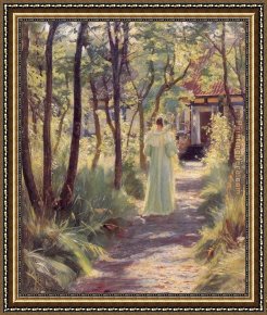 Jardin Framed Paintings - Marie en el jardin by Peder Severin Kroyer