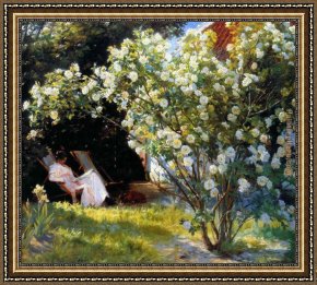 Jardin Framed Paintings - Marie en el jardin i by Peder Severin Kroyer