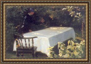 Jardin Framed Paintings - Mesa en el jardin by Peder Severin Kroyer