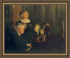 Nina Con Flor Framed Paintings - Nina y Edvard Grieg by Peder Severin Kroyer