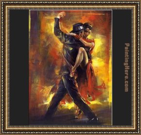 In The Rhythm of Tango Framed Paintings - Tango Argentino by Pedro Alvarez
