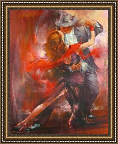 In The Rhythm of Tango Framed Paintings - Tango Argentino I by Pedro Alvarez