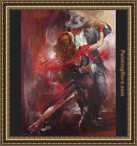 In The Rhythm of Tango Framed Paintings - Tango Argentino II by Pedro Alvarez