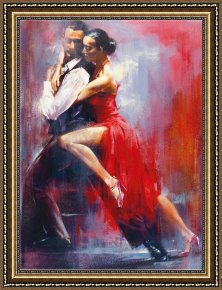 In The Rhythm of Tango Framed Paintings - Tango Nuevo I by Pedro Alvarez