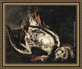 Mallard Duck Framed Paintings - Still-Life with Dead Wild-Duck by Peeter Boel