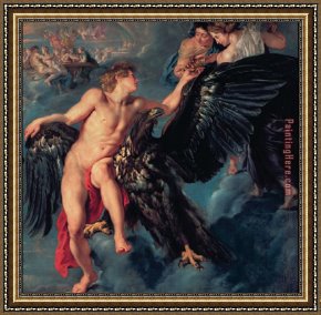 Ganymede Framed Paintings - Abduction of Ganymede by Peter Paul Rubens