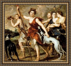 The Denying of Peter Framed Paintings - Morning call hunting by Peter Paul Rubens