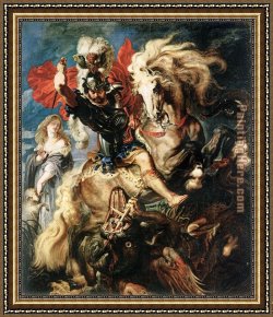 The Denying of Peter Framed Paintings - St George Dragon Rubens by Peter Paul Rubens