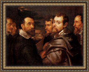 The Denying of Peter Framed Paintings - The Mantuan Circle Of Friends by Peter Paul Rubens
