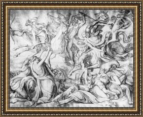 Riders Framed Paintings - The Riders of the Apocalypse by Peter von Cornelius