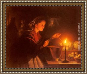 The Slave Market Framed Paintings - A Market Scene By Candlelight by Petrus Van Schendel