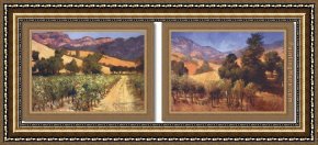 Philip Craig Framed Paintings - Country Vineyard Hills - Set by Philip Craig