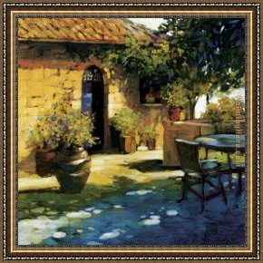 A Peaceful Retreat Framed Paintings - Courtyard Retreat by Philip Craig