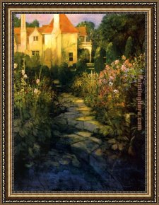Philip Craig Framed Paintings - Garden Walk at Sunset by Philip Craig