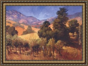 Hills of Tuscany I Framed Paintings - Southern Vineyard Hills by Philip Craig