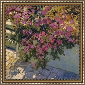 Summer Framed Paintings - Steps and Summer Flowers by Philip Craig