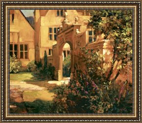 A Mediterranean Courtyard Framed Paintings - Sunlit Courtyard by Philip Craig