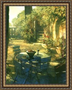 Philip Craig Framed Paintings - Sunlit Terrace Crillon le Brave by Philip Craig