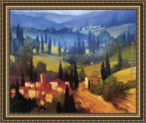 Valley Framed Paintings - Tuscan Valley View by Philip Craig