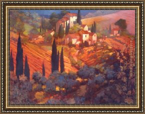 View of The Bacino Di San Marco Framed Paintings - View from San Gimignano by Philip Craig