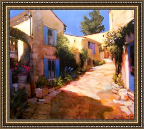 Village in The Snow Framed Paintings - Village in Provence by Philip Craig