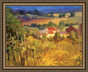 Hills of Tuscany I Framed Paintings - Vineyard Hill by Philip Craig