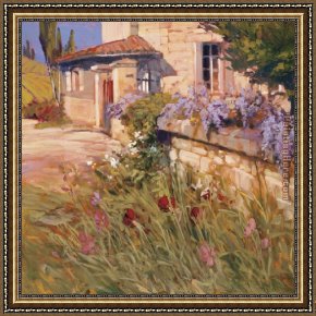 Philip Craig Framed Paintings - Wisteria Wall by Philip Craig
