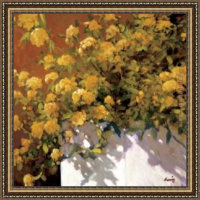 Yellow Framed Paintings - Yellow Geraniums by Philip Craig