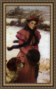 Richard Framed Paintings - A Winter Walk by Philip Richard Morris