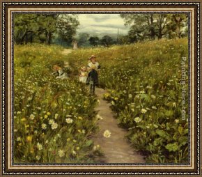 Richard Leblanc Framed Paintings - Gathering Wild Flowers by Philip Richard Morris