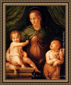 Madonna And Child with Sts Matthew And Nicholas Framed Paintings - The Madonna and Child with the infant Saint John the Baptist by Pier Francesco Di Jacopo Foschi
