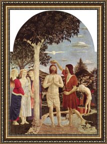 Rio Della Maddalena Framed Paintings - Baptism of Christ by Piero della Francesca