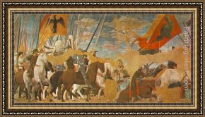 Paolo And Francesca Framed Paintings - Battle between Constantine and Maxentius by Piero della Francesca