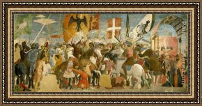 Paolo And Francesca Framed Paintings - Battle between Heraclius and Chosroes by Piero della Francesca