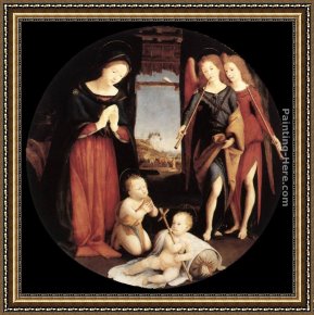 St Anthony of Padua with Christ Child Framed Paintings - The Adoration of the Christ Child by Piero di Cosimo