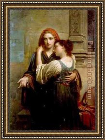 Street Framed Paintings - Young Street Musicians by Pierre-Auguste Cot