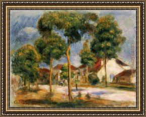 Street Framed Paintings - A Sunny Street by Pierre Auguste Renoir