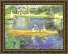 Pierre-auguste Cot Framed Paintings - Banks of the Seine at Asnieres by Pierre Auguste Renoir