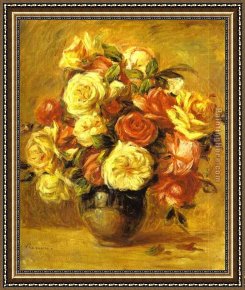 Park of Rose Framed Paintings - Bouquet of Roses (Bouquet de roses) by Pierre Auguste Renoir