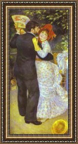 Renoir Framed Paintings - Country Dance (Aline Charigot and Paul Lhote) by Pierre Auguste Renoir