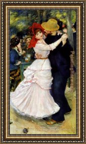 Dance The Night Away Framed Paintings - Dance at Bougival I by Pierre Auguste Renoir