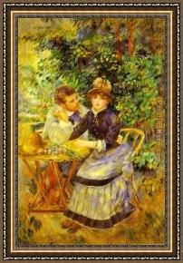 Jardin Framed Paintings - In the Garden. (Dans le jardin) by Pierre Auguste Renoir