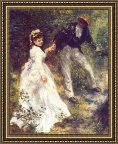Pierre-auguste Framed Paintings - La Promenade by Pierre Auguste Renoir