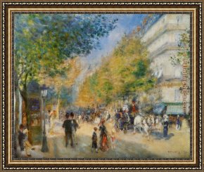 Le Vertige, Idylle Framed Paintings - Les Grands Boulevards by Pierre Auguste Renoir