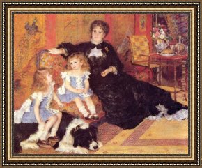 Child Framed Paintings - Madame Georges Charpentier and her Children, Georgette and Paul by Pierre Auguste Renoir