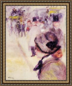 Place Blanche Boulevard Clichy Framed Paintings - place clichy place Cliche by Pierre Auguste Renoir
